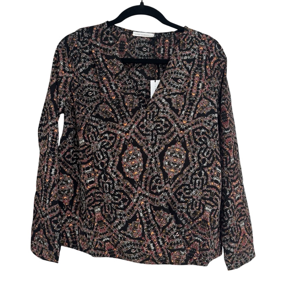 Three Eighty Two Women’s Long Sleeve Bohemian V-Neck Blouse Sz S NWT